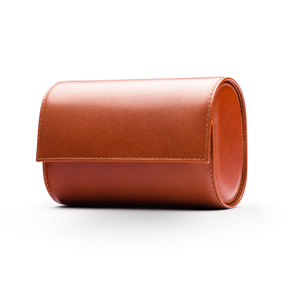 Double watch roll, havana tan, front