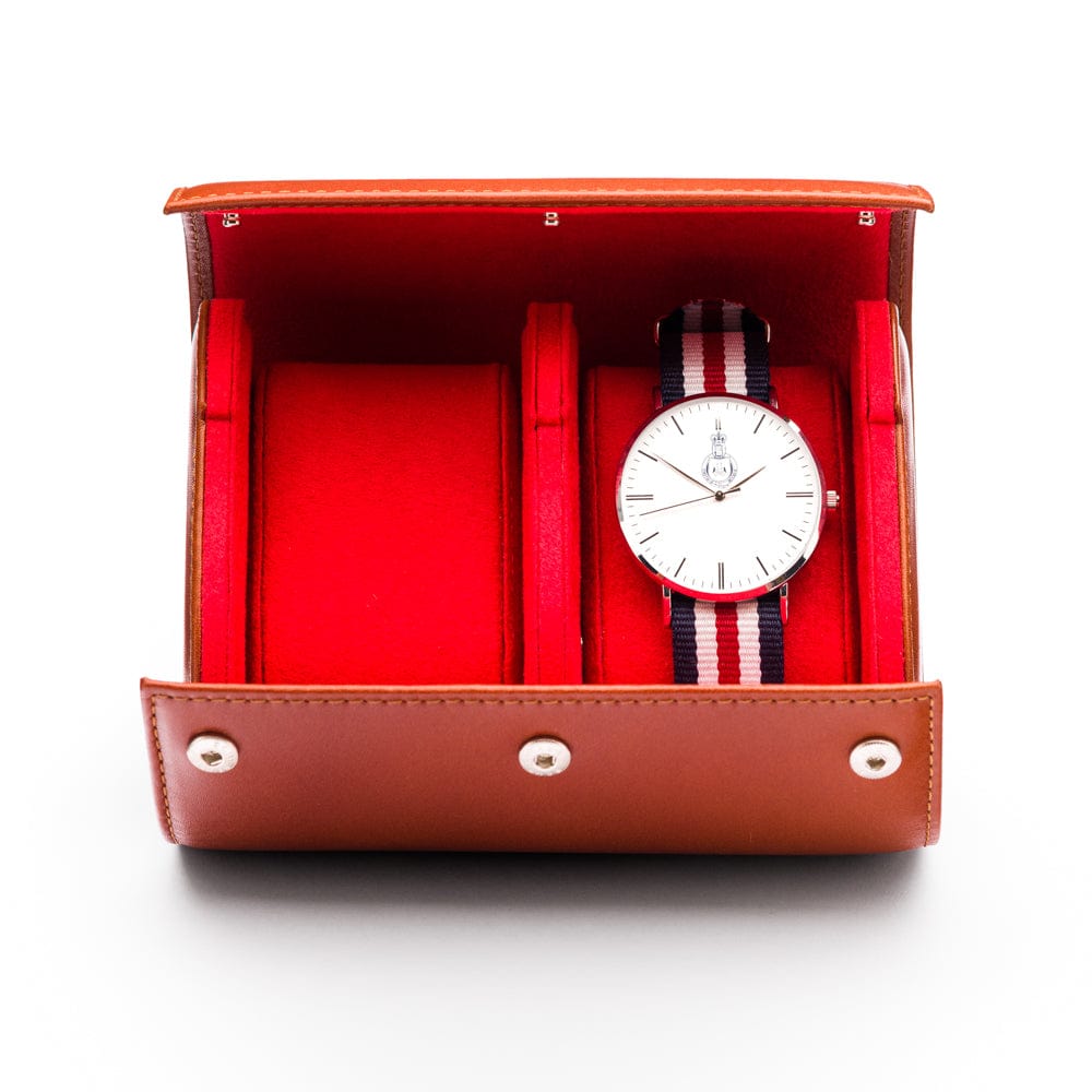 Double watch roll, havana tan, with watch