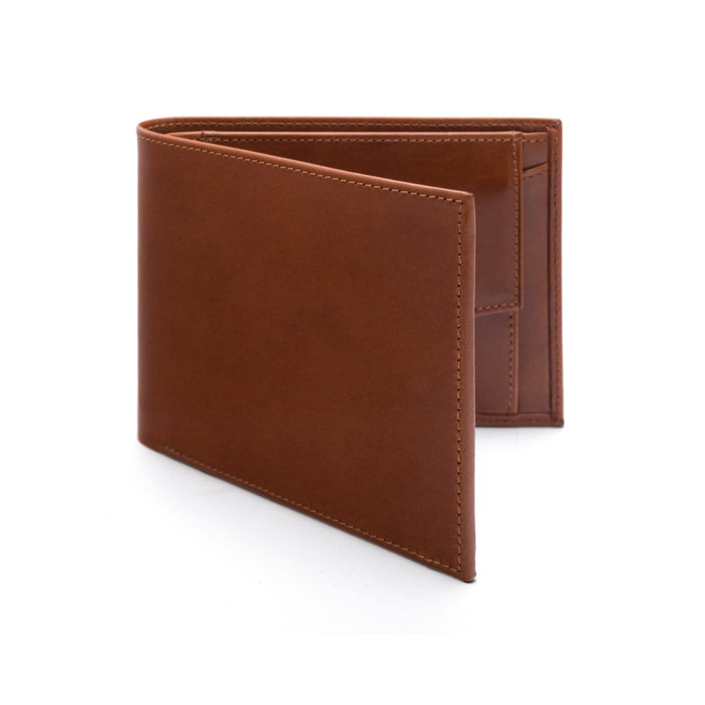 Leather coin wallet, havana tan, front