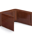 Leather coin wallet, havana tan, open