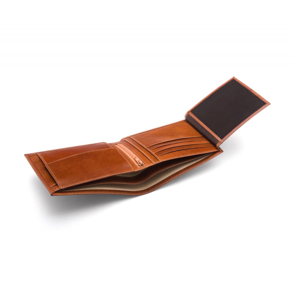 Leather coin wallet, havana tan, interior