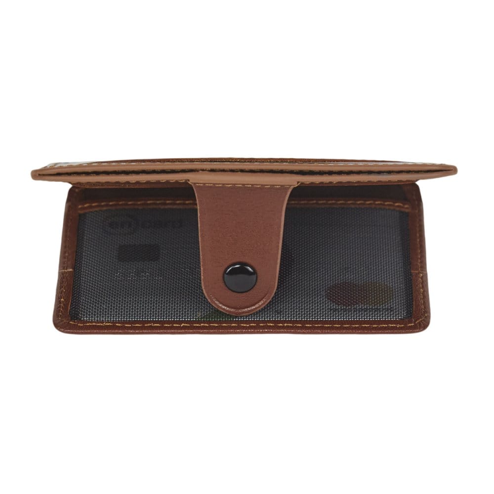 Havana Tan Flat Compact Credit Card Wallet With 2 ID Windows, 6CC