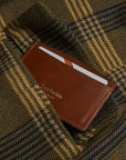 Havana Tan Flat Leather Credit Card Case With RFID Blocking Lining
