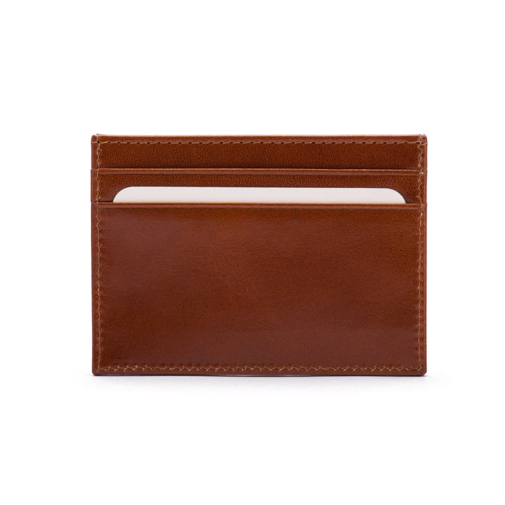 Havana Tan Flat Leather Credit Card Wallet 4 CC
