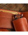 Large leather glasses case, havana tan, lifestyle