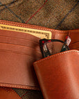 Large leather glasses case, havana tan, lifestyle