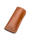 Large leather glasses case, havana tan, front