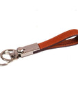 Leather detachable key ring, havana tan, front