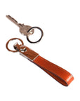Leather detachable key ring, dark tan