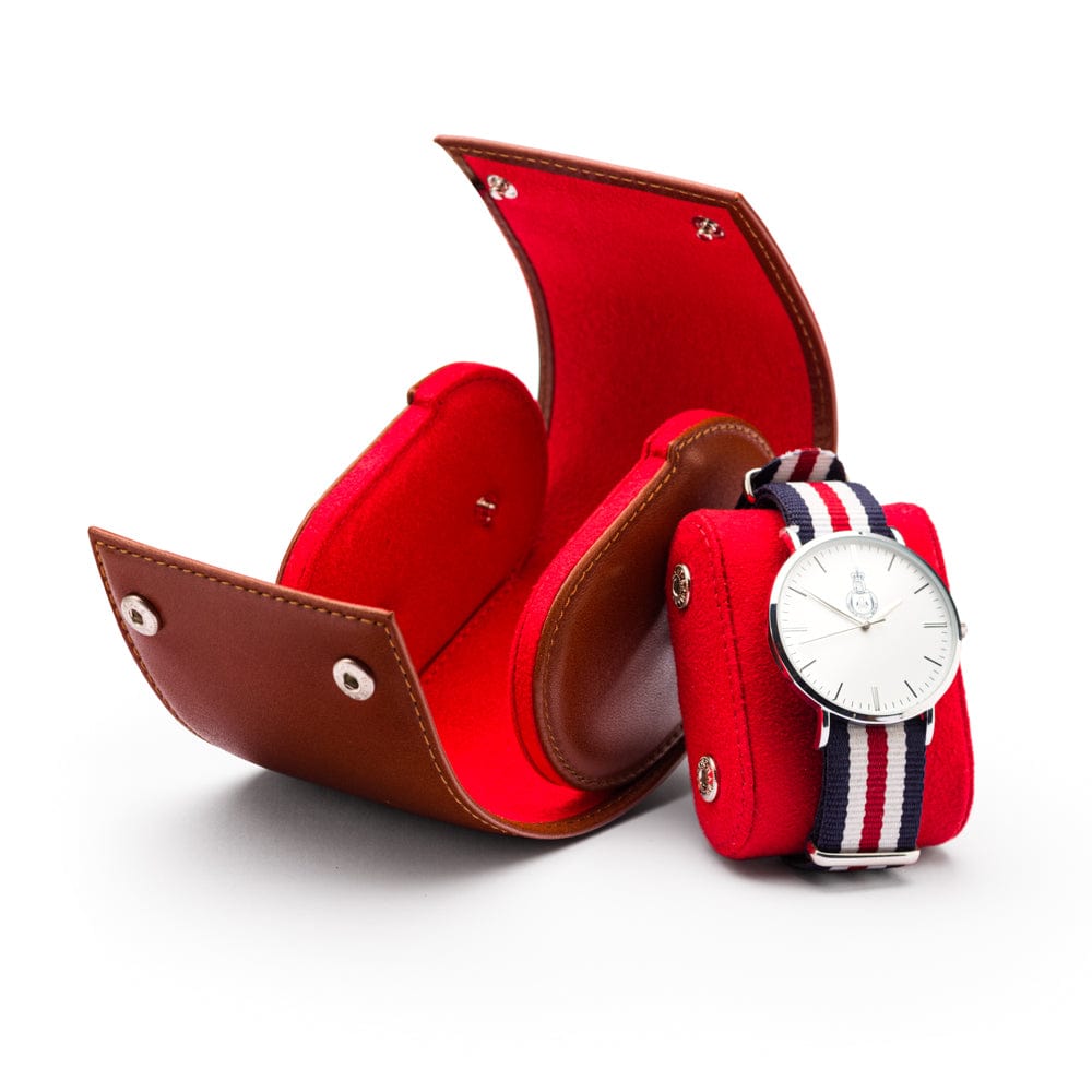 Single watch roll, havana tan