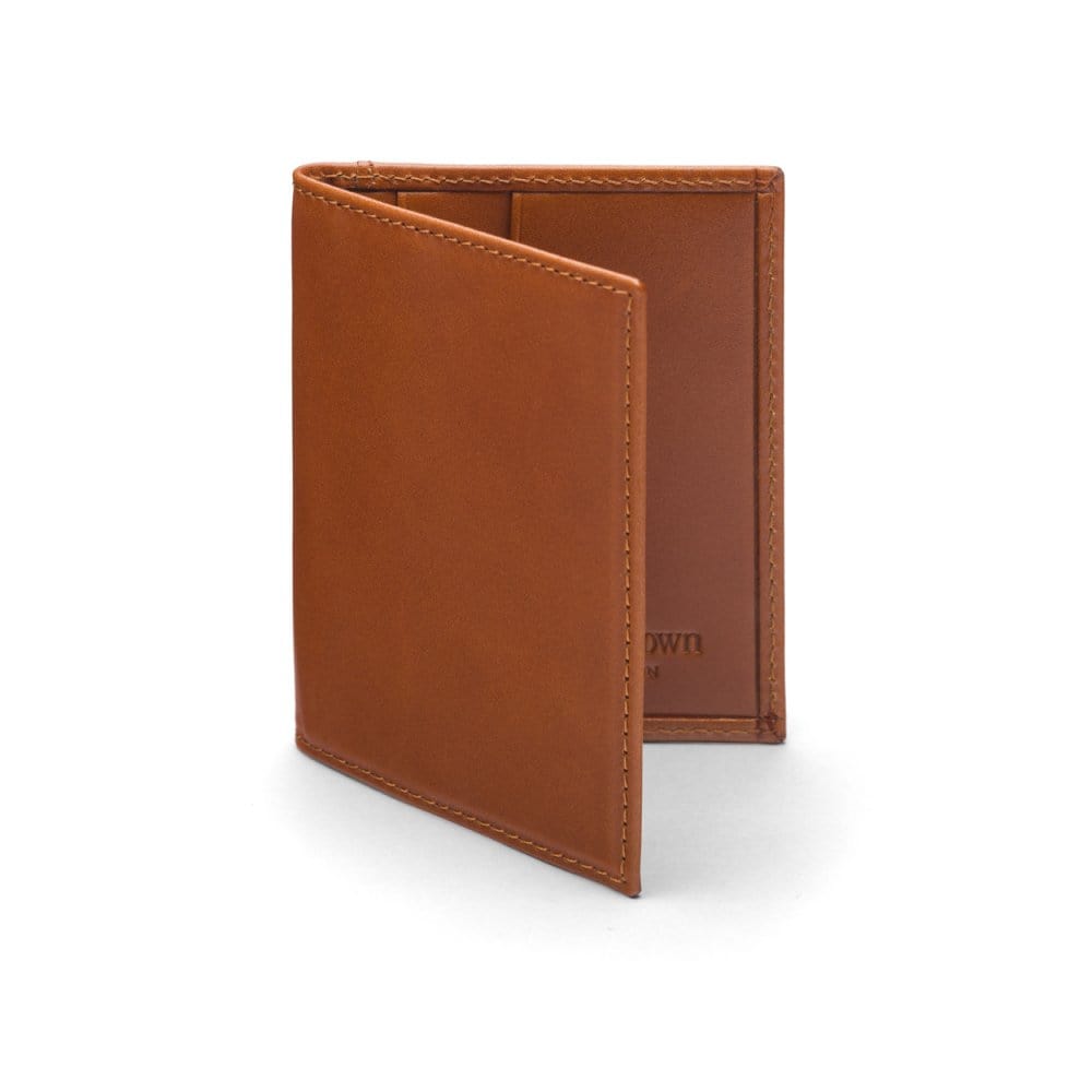 RFID leather credit card holder, havana tan, front