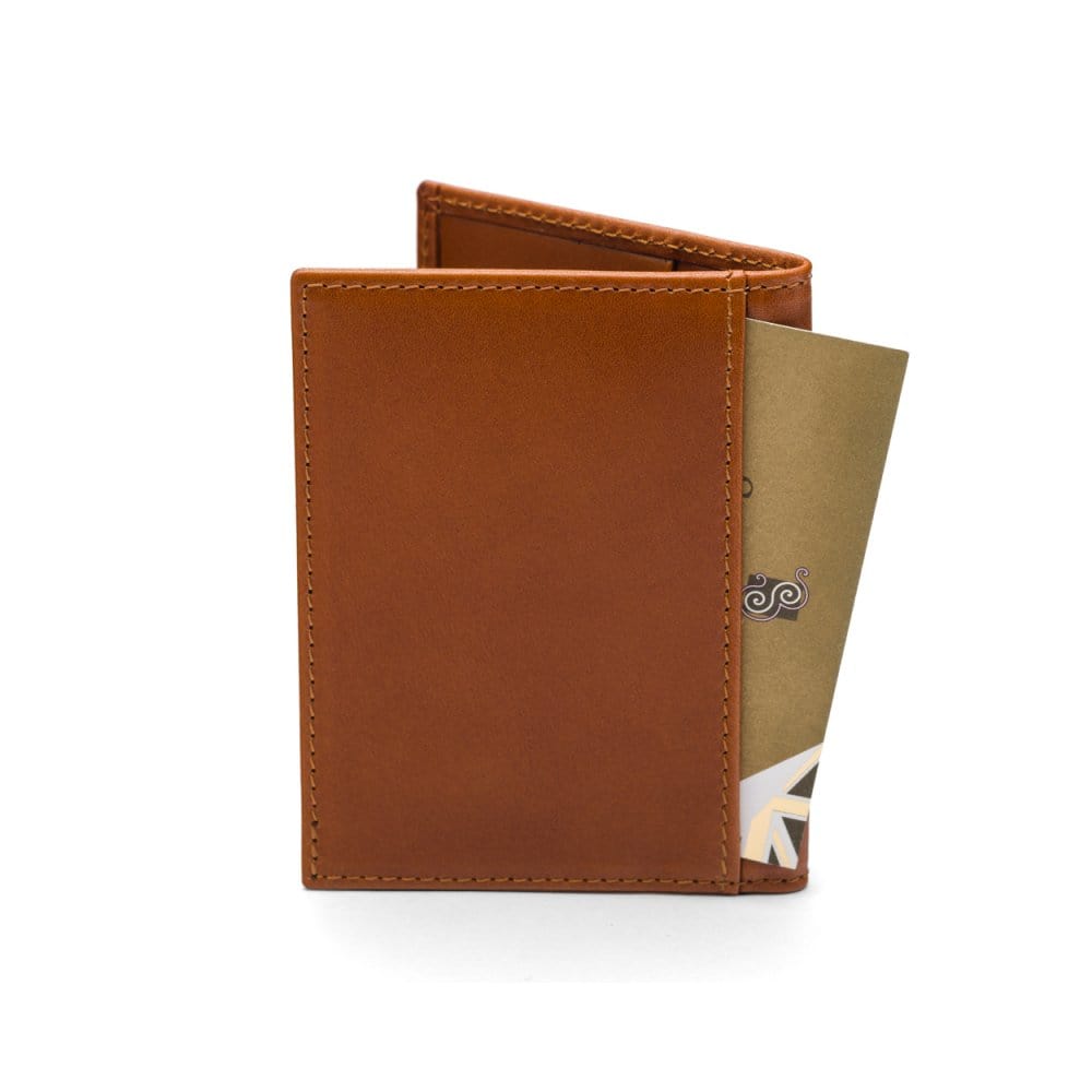 RFID leather credit card holder, havana tan, back