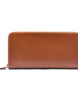 Tall leather zip around accordion purse, havana tan