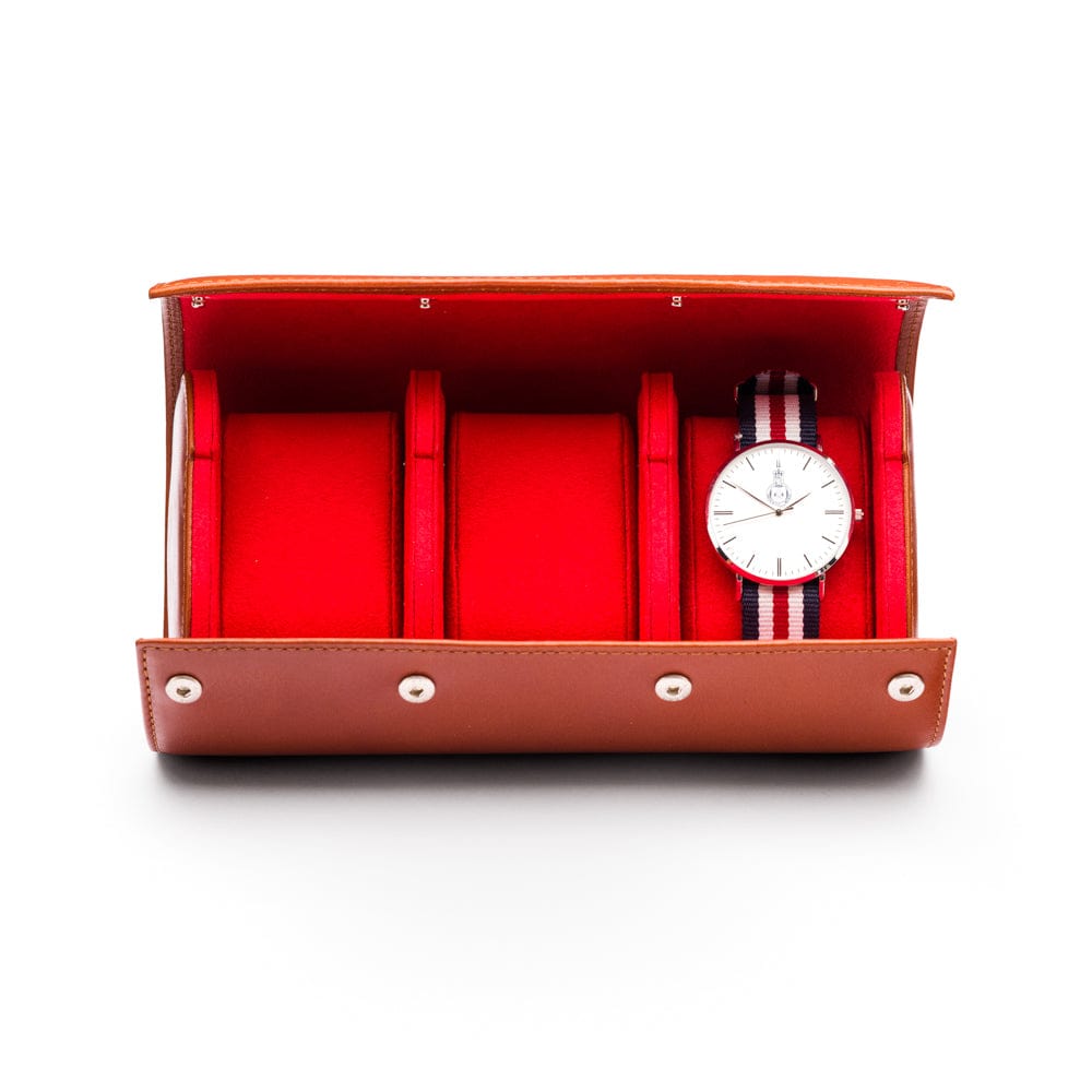 Triple watch roll, havana tan, inside