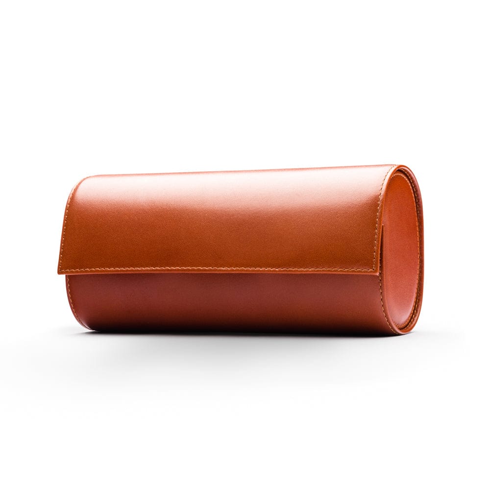 Triple watch roll, havana tan, front