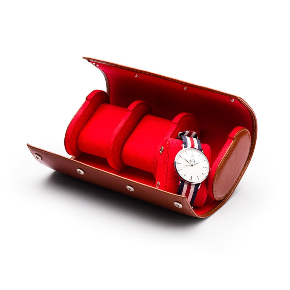 Triple watch roll, havana tan, interior