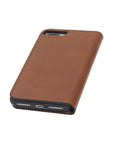 Leather iPhone 7 Plus and 8 Plus wallet case, havana tan, base