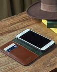 Leather iPhone 7 Plus and 8 Plus wallet case, havana tan, lifestyle 8 Plus Wallet Case