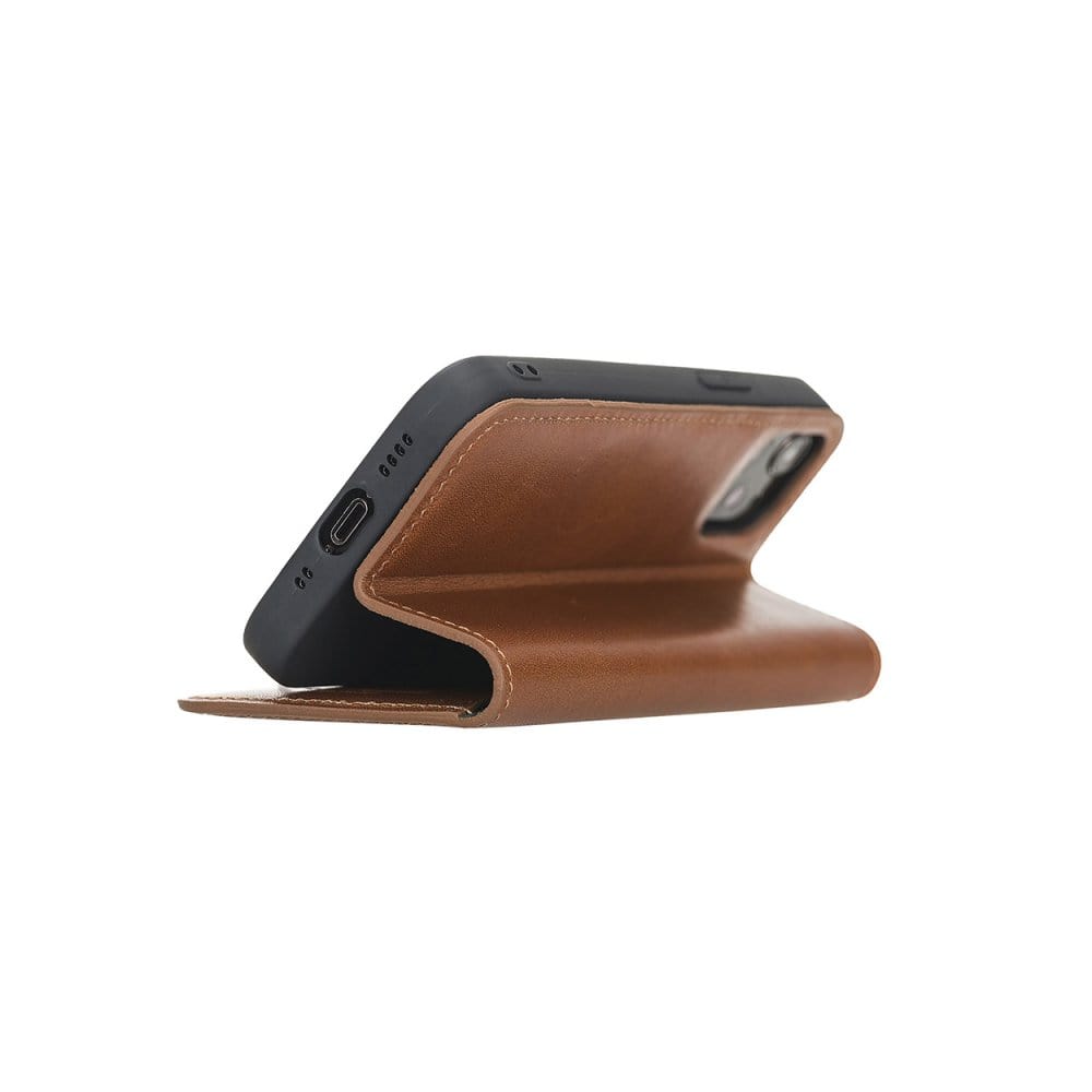 Havana Tan With Green Leather iPhone 12 Mini Wallet Case