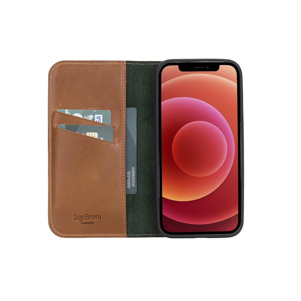 Havana Tan With Green Leather iPhone 12 Pro Max Wallet Case