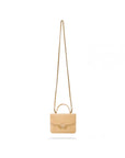 Small leather top handle bag, ivory croc