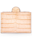 Compact leather mirror, ivory croc, back