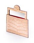 Compact leather mirror, ivory croc, side