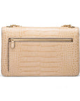 Leather chain bag, ivory croc,, back view