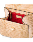Leather signature Morgan bag, ivory croc, inside view