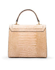 Leather signature Morgan bag, ivory croc, back view