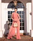 Leather signature Morgan bag, ivory croc, lifestyle