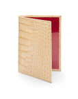 Luxury leather passport cover, ivory croc, front