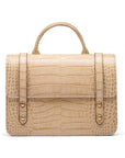 Mini top handle Harmony music bag, ivory croc, front view