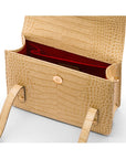 Mini top handle Harmony music bag, ivory croc, inside view