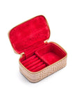 Rectangular zip around jewellery case, ivory croc, inside
