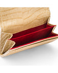Small leather concertina purse, ivory croc, inside