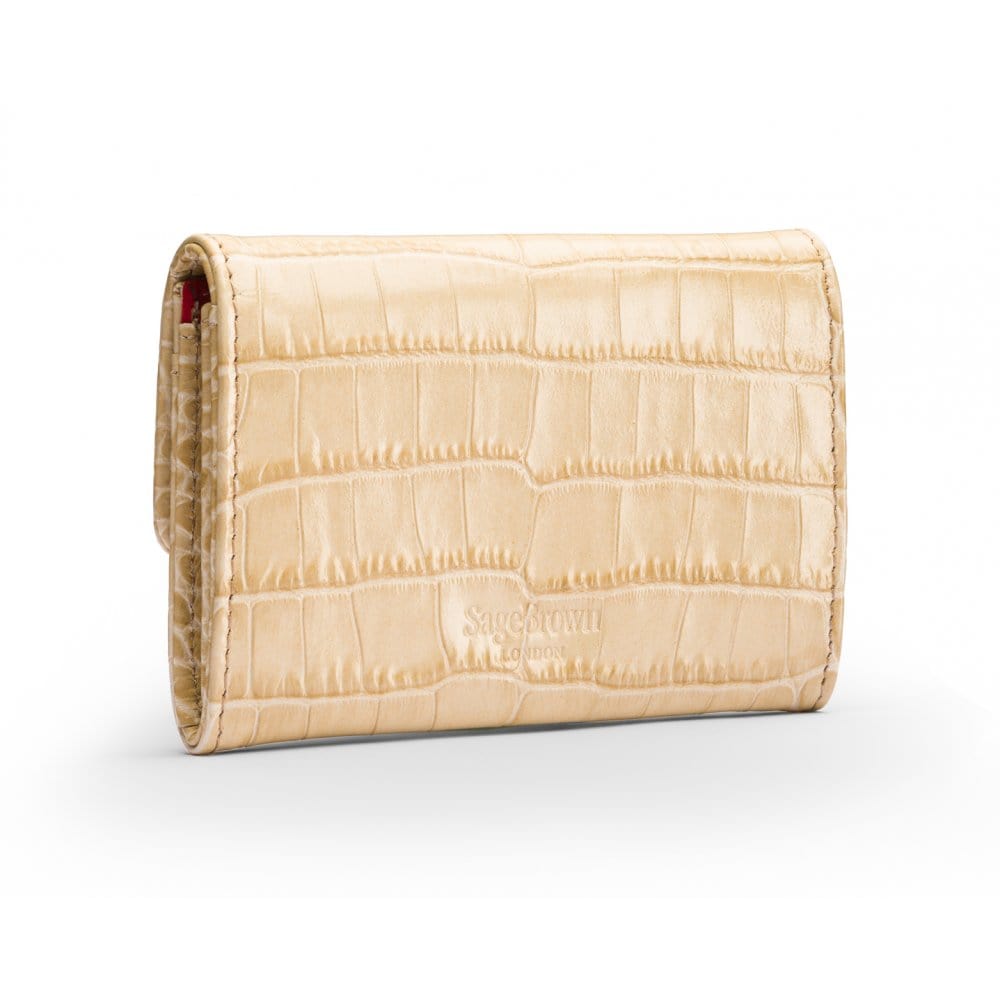 Small leather concertina purse, ivory croc, back