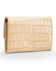 Small leather concertina purse, ivory croc, back