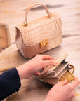 Smallzip around accordion coin purse, ivory croc, lifestyle