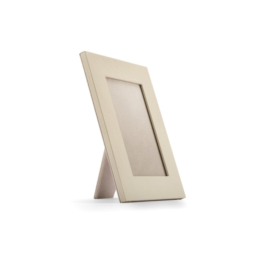 Leather photo frame, ivory, 6x4", side