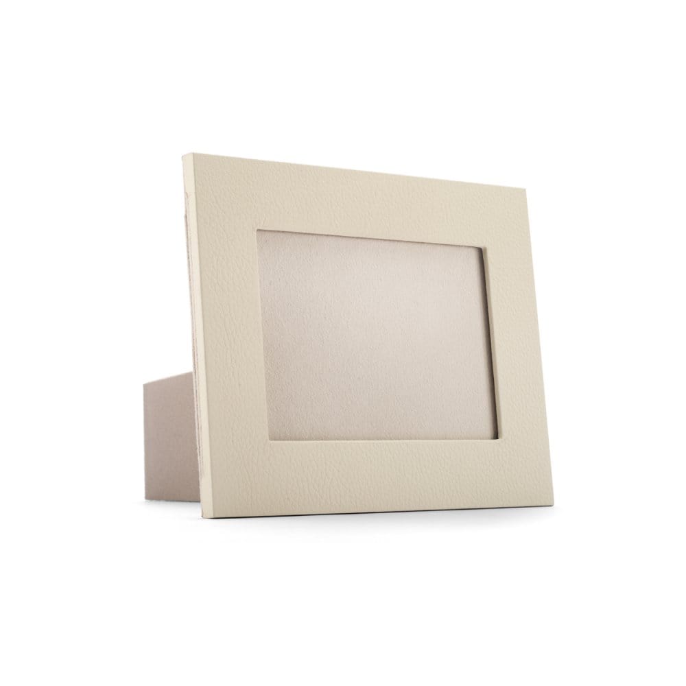 Leather photo frame, ivory, 6x4", landscape