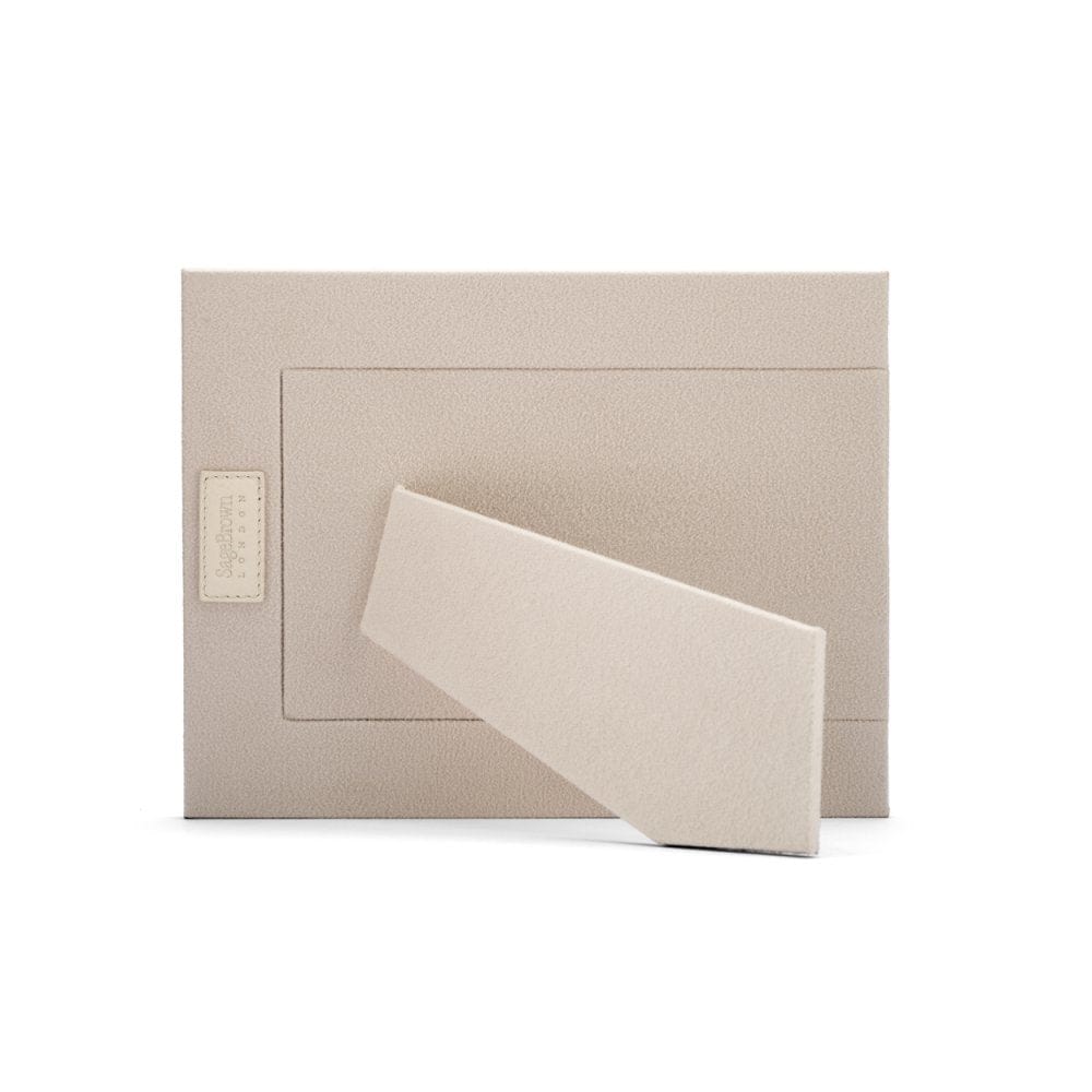 Leather photo frame, ivory, 6x4", landscape back