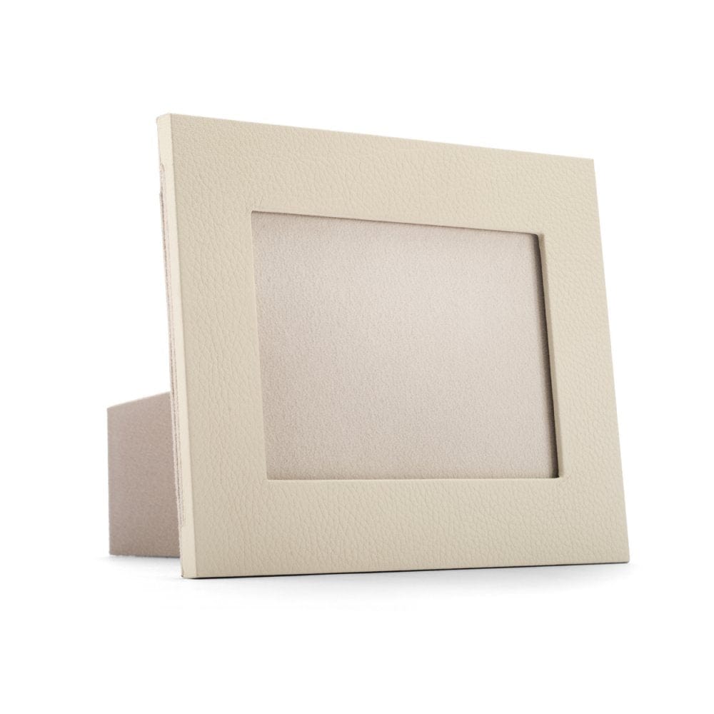Leather photo frame, ivory, 8x6", landscape