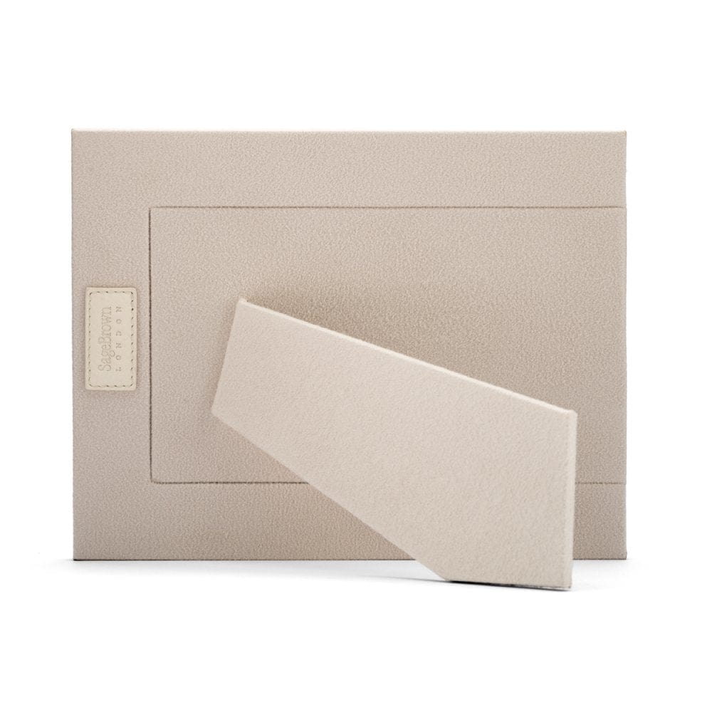 Leather photo frame, ivory, 8x6", landscape back