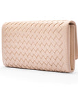 Ivory Woven Leather Concertina Tall Purse