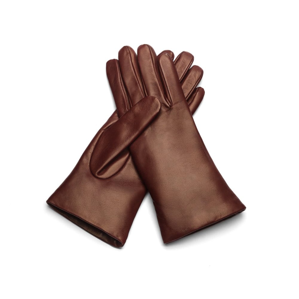 Cashmere lined leather gloves ladies, burgundy