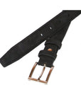 BMen's leather skinny belt, black suede, chisel tip