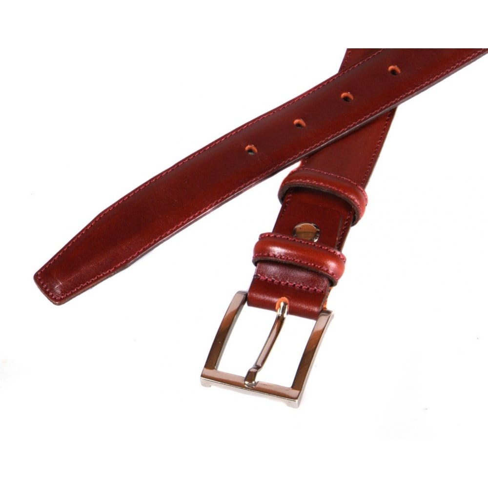 Dark Tan Leather Men's Skinny Belt
