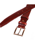 Dark Tan Leather Men's Skinny Belt
