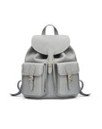 Small leather backpack, grey, front